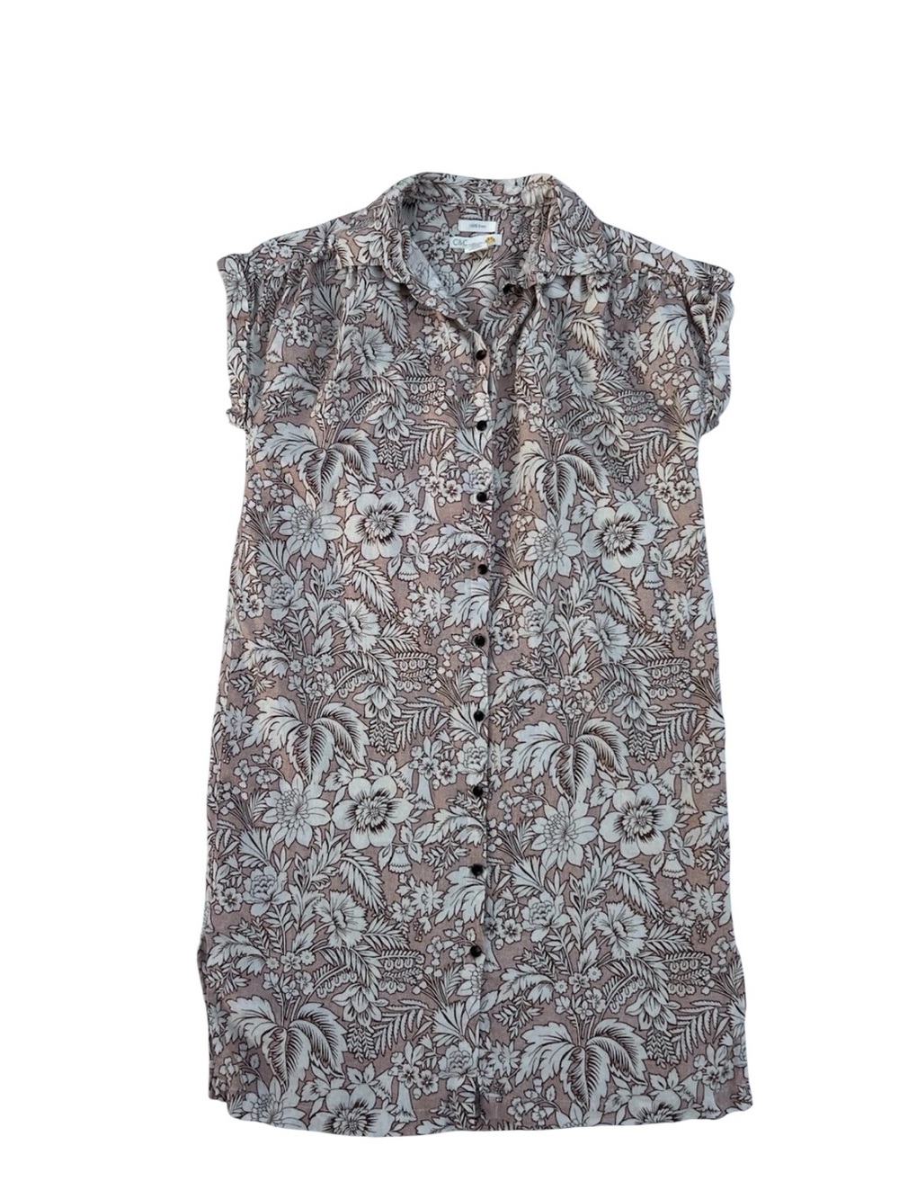 C&C California Woman’s Shirt Dress M,100 Linen Cruise Vacation Beach Boho Lagan
